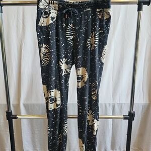 P.J. Salvage Black and Cream Speckled Joggers Tie Dye Size L